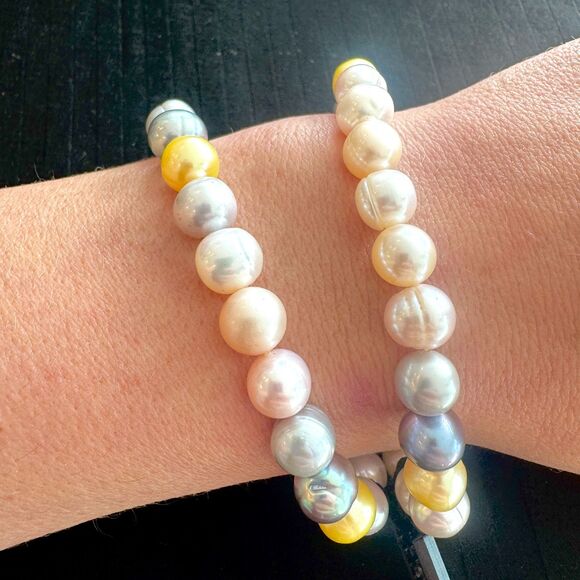 NIB* Vintage HONORA Collection Freshwater Baroque "2" Pearl Stretch Bracelet - Picture 5 of 8